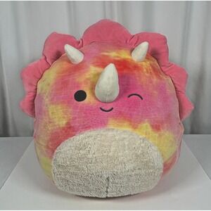 Squishmallows 16" Large‎ Soft Plush Trinity The Winking Pink Tie-Dye Triceratops
